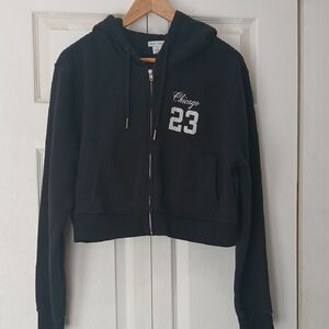 Together Black Cropped Zip-Up Hoodie